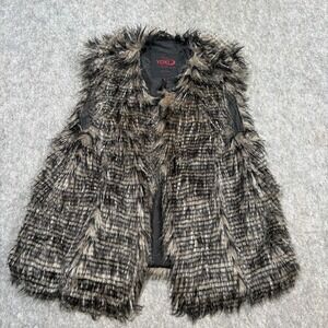 Yoki Faux Fur Vest Women's Size Large Smokey Sleeveless Outerwear Collection